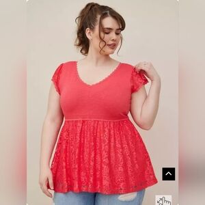 Torrid Sleeveless Ruffle Lace Tops Bundle Of 2 Shirts Pink & White Eyelet Blouse